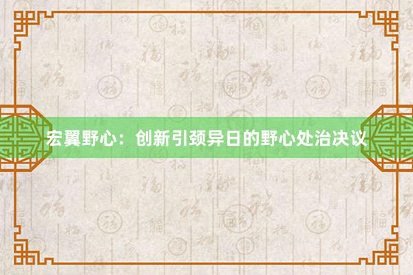 宏翼野心：创新引颈异日的野心处治决议